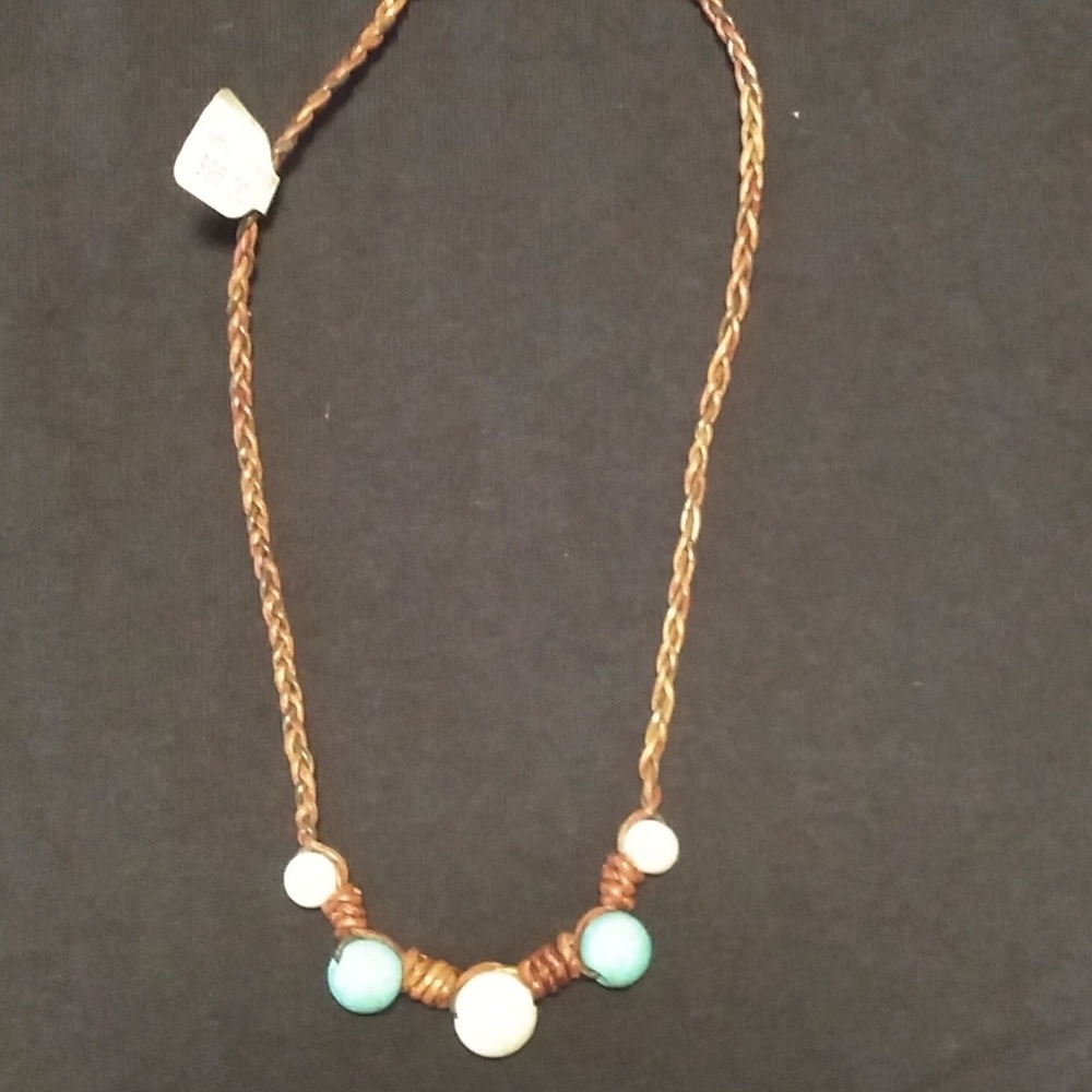 Women's leather and bead necklace